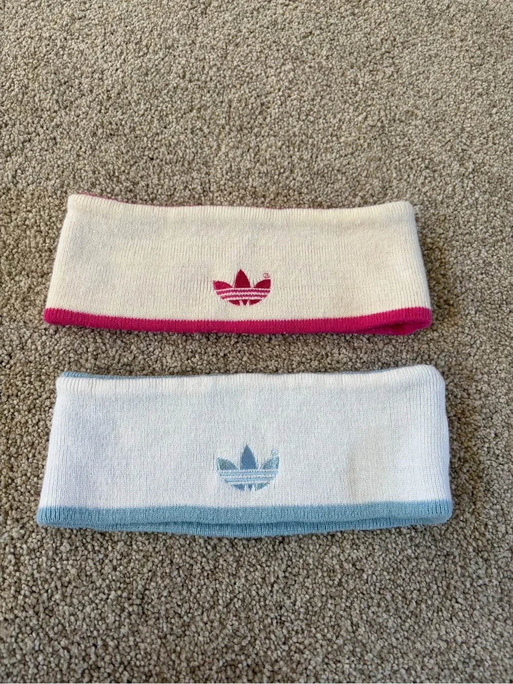Lot of 2 Vtg y2k reversible adidas striped Knit Sweat Headbands